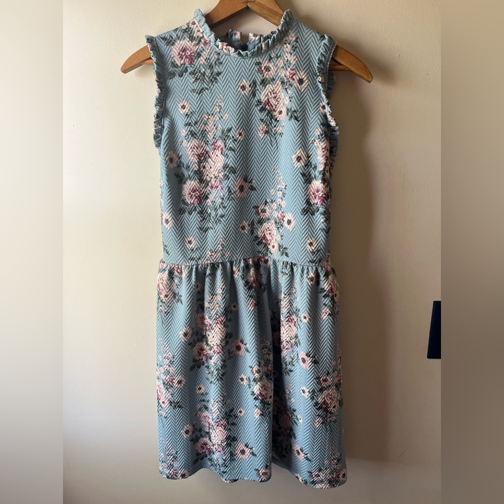 Xhilaration Blue and Pink Floral Midi Dress